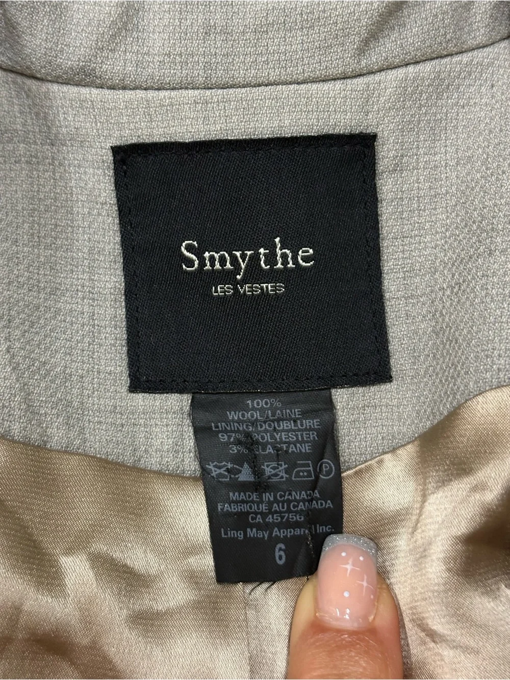 Smythe Light Gray Single-Button Tailored Blazer